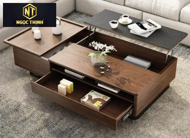 BÀN TRÀ VÁN GỖ MDF THÔNG MINH TIỆN LỢI